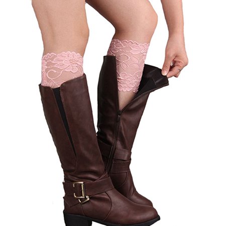 

VEAREAR Fashion Women Girls Stretch Flower Lace Trim Boot Cuffs Leg Warmers Top Socks