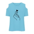 thumbnail image 5 of NAFUU Girls T Shirts Finger Heart Graphic T-Shirts Off Shoulder Short Sleeve O-Neck Blouse For Children Daily Wear Versatile Shirts For Girl 11-12 Years, 5 of 6