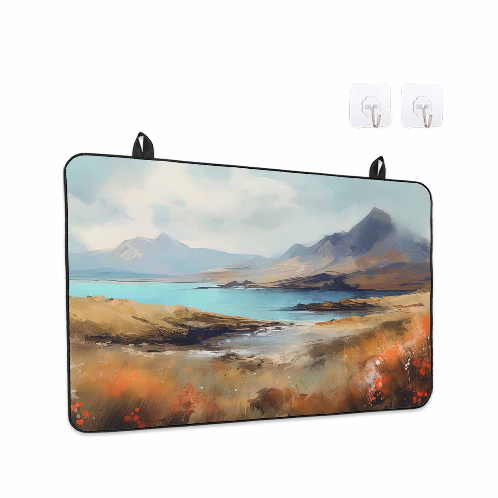 Mountain Stove Top Cover for Electric Stove, Heat-proof & Non Slip Glass Top Stove Cover Protector, Modern Landscape Oil Painting Abstract Art Kitchen Flat Cooktop Rubber Mat 24x21 Inches