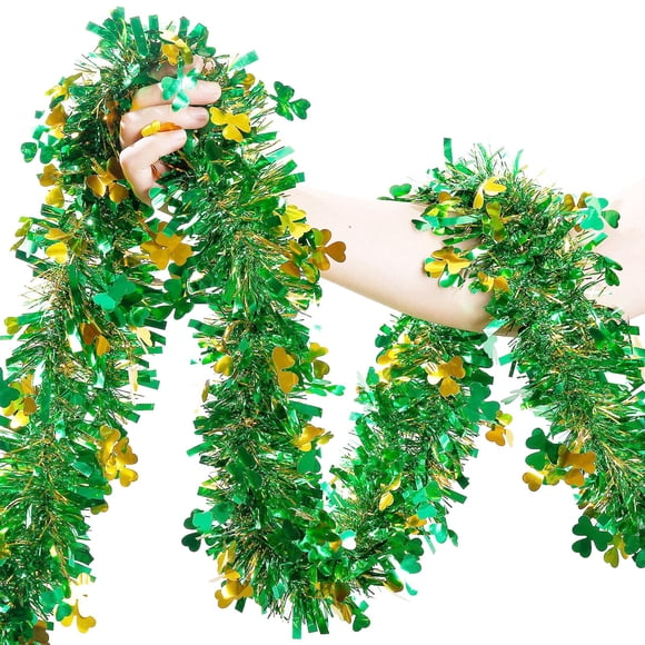 Trébol con purpurina para decoración de guirnaldas para el Día de San Patricio, 15 m