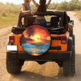 thumbnail image 3 of KAKALAD Ocean Sunrise Tropical Palm Tree Island Hawaiian Sunset Sea Waves Summer 01 Spare Tire Cover Universal Vehicle Accessories Buckle Car Tools 14”in, 3 of 6