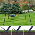 thumbnail image 5 of 45 Inch Saucer Swing with Frame for Kids Outdoor, 440lbs Saucer Swing Set with Heavy-Duty Metal A-Frame and Adjustable Ropes, Round Swing Sets for Backyard, Playground and Park, 2 Seat, 5 of 9