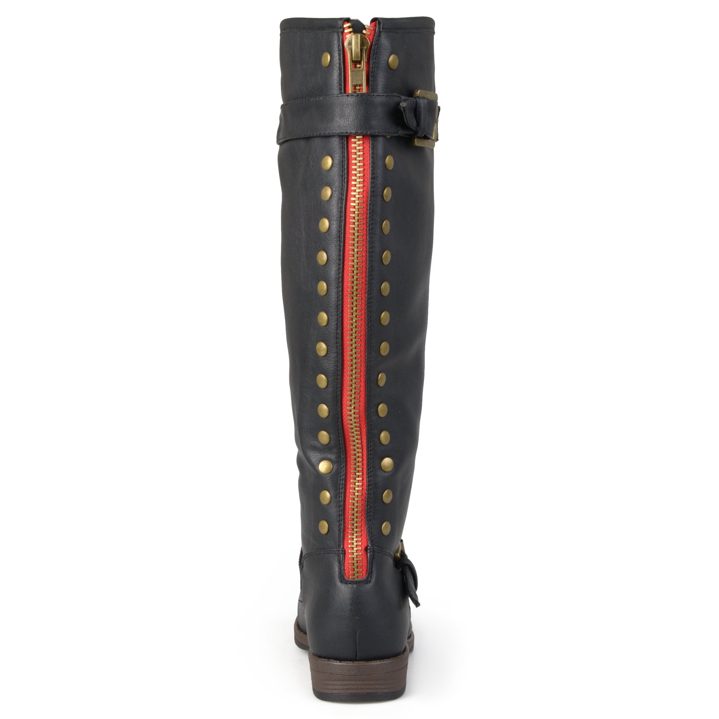 Journee Womens Spokane Extra Wide Calf Stacked Heel Riding Boots