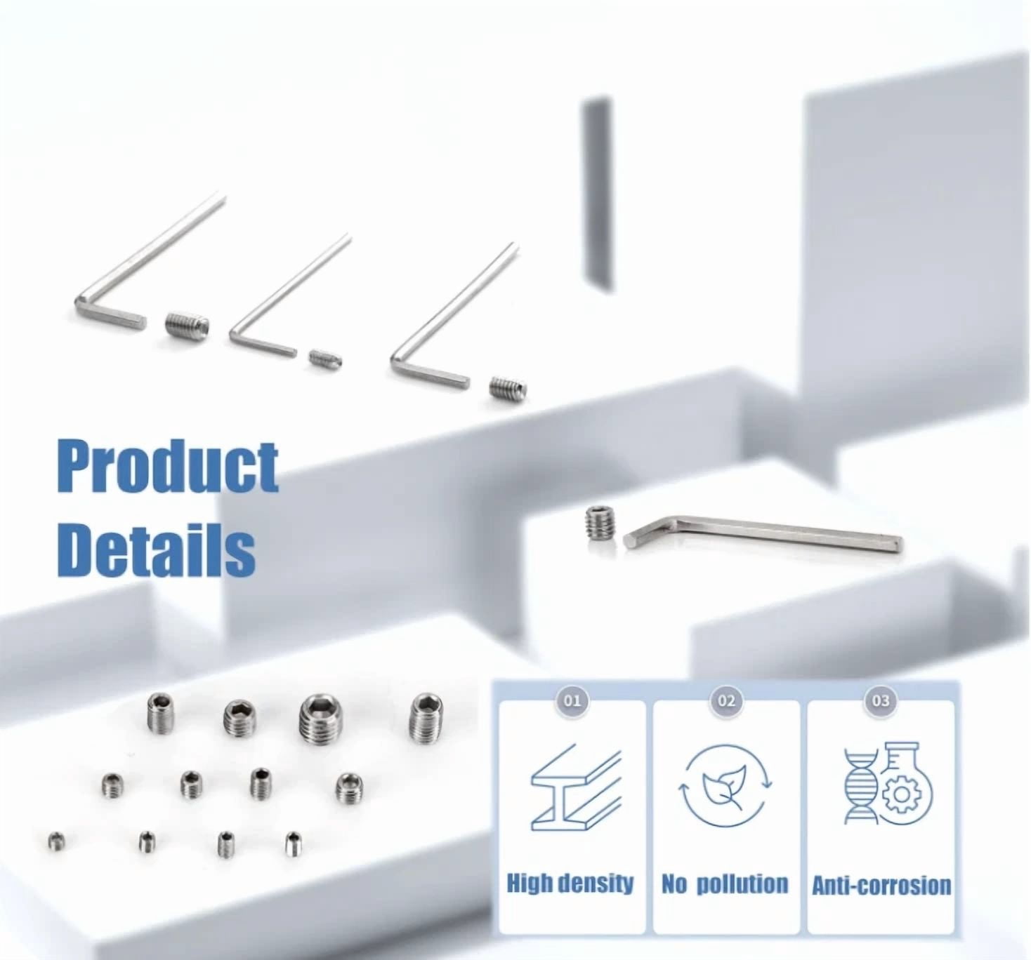 CIRCLE- 595Pcs Set Screws Assortment Kit, Allen Head Grub Screws, M3 M4 M5 M6 Metric