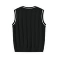 thumbnail image 3 of Men’s V Neck Sleeveless Cable Knit Sweater Vest Classic Ribbed Hem Pullover Lightweight Soft Knitwear Casual Style, 3 of 7