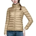 thumbnail image 2 of Hueook Womens Winter Coats Women's Puffer Jacket Long Sleeve Stand Collar Zip Up Quilted Down Coat Winter with Pockets Khaki XL, 2 of 6