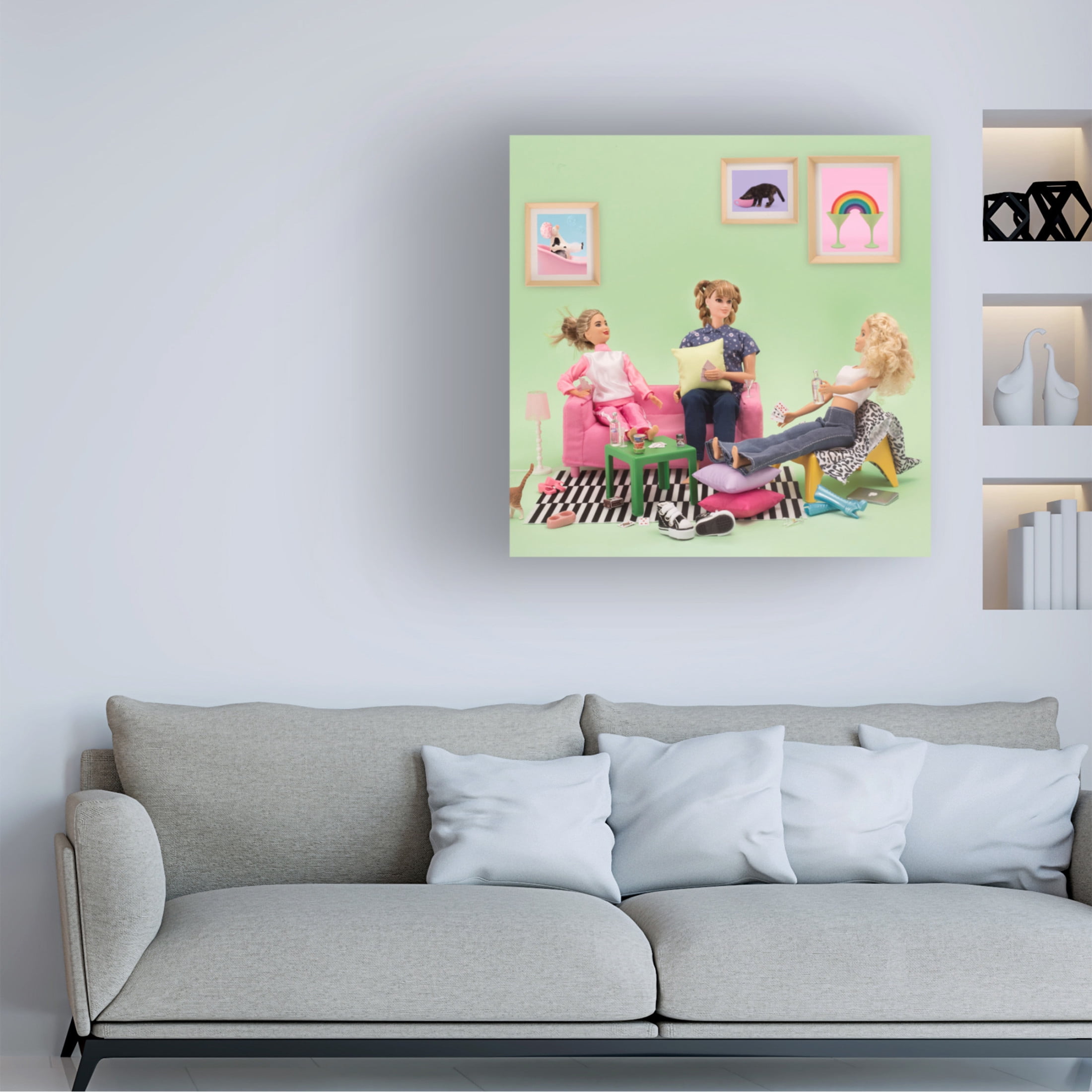 Canvas Wall Art - Julia Ramiro 'Let S Stay Home' Wall Art for Living Room, Bedroom, or Office Décor by Trademark Fine Art - 35 x 35 Inches