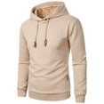 thumbnail image 4 of Fgnfyis Men Winter Hooded Sweatshirt Solid Color Long Sleeve Knitted Jacquard Fabric Pocket Sweatshirt Top Men's Sweatshirts Khaki XL, 4 of 5