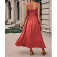 thumbnail image 6 of Women'S Smocked Maxi Dresses 2025 Summer Beach Sundress Casual Spaghetti Strap Swing A Line Long Flowy Dress Mahogany M, 6 of 7