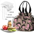 thumbnail image 4 of Brown and Pink Of Leopard Print Drawstring Lunch Bag Women - Drawstring Lunch Bag Insulated for Work Office - Stain-Resistant Large Lunchbags for Women with Multi-Pockets, 4 of 6