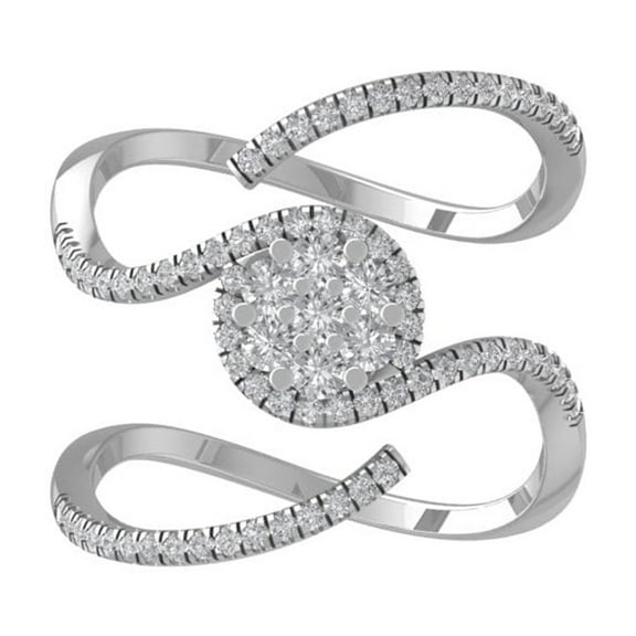 ARAIYA FINE JEWELRY 14K White Gold Round Cluster Diamond Engagement Ring (1/2 cttw, I2-I3 Clarity, I-J Color) Size 5.5