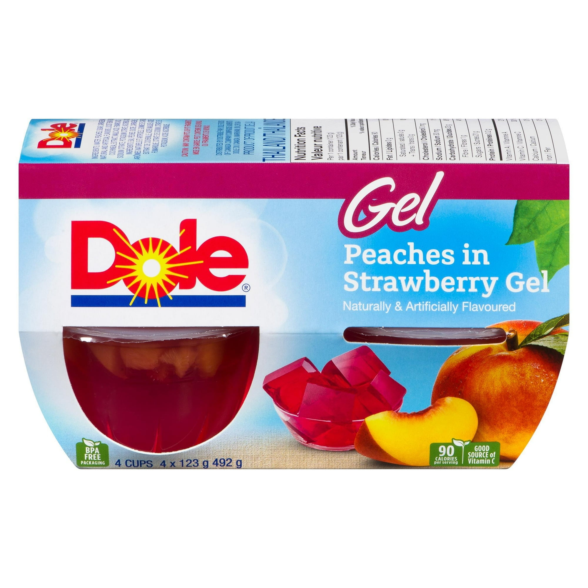 Dole Peaches in Strawberry Gel, 4 Cups, 492 g