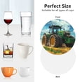 thumbnail image 6 of Vsdgher Green Tractor Field Leather Coasters for Drinks, Durable Drink Coasters 4 Set for Tabletop Protection, Luxurious Home Décor and Housewarming Gift-Round Shape, 6 of 6