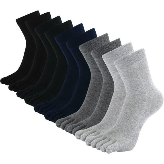 5pcs Toe Socks for Men: Five Finger Cotton Athletic Crew Socks No Show Breathable Running Ankle Socks
