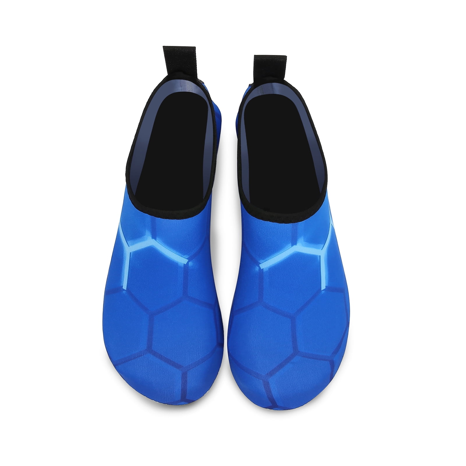 Men and Women a Slip On Barefoot Quick-Dry Beach Aqua Yoga Water Shoes (Neon Hexagon/Blue, 7.5-8.5 Women/6.5-7.5 Men)