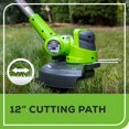thumbnail image 2 of Greenworks 24V 12" Cordless String Trimmer & Edger, Battery Powered | Automatic Feed | Adjustable Handle | Lightweight for Home Y, 2 of 8
