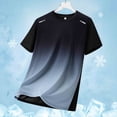thumbnail image 4 of FRSASU Men's Gradient Athletic T-Shirt Short Sleeve Reflective Running Tee Crew Neck Fitness Gym Workout Top Gray, 4 of 5