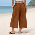 thumbnail image 6 of Breezora Women's Linen Cotton Pants Summer Wide Leg Casual Cropped Culottes With Pockets Loose Breathable Relaxed Fit Daily Trousers, 6 of 9