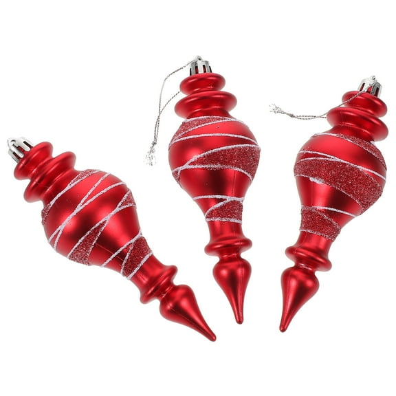 OFFIGAM Set of 3 Plastic Finial Ornaments for Holiday Decor, Unique Lightweight Design, Easy to and Display