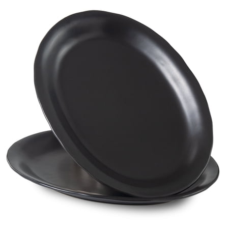 Ceramic Serving Platters, 13.7 Inch Large Oval Serving Trays, Set of 2, Matte Black