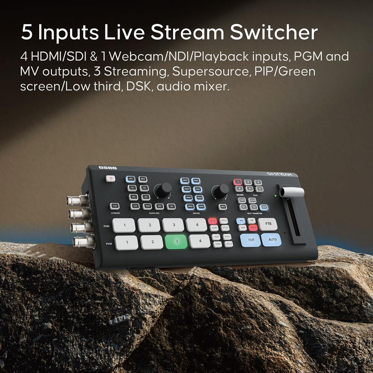 Osee GoStream Duet All-In-One Live Stream Video Mixer Switcher Kit with 14" Monitor and Case
