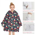 thumbnail image 6 of Dark Blue Christmas Santa and Gnome Pattern Blanket Hoodies for Kids 6-13YR Oversize Wearable Blanket Hoodies for Boys Girls Teens, 6 of 7