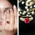 thumbnail image 3 of Rosec Jewels Created Ruby Solitaire Engagement Vintage Ring with Diamond (8 mm Cushion Cut Ruby), 10K Yellow Gold, US 6.50, 3 of 8