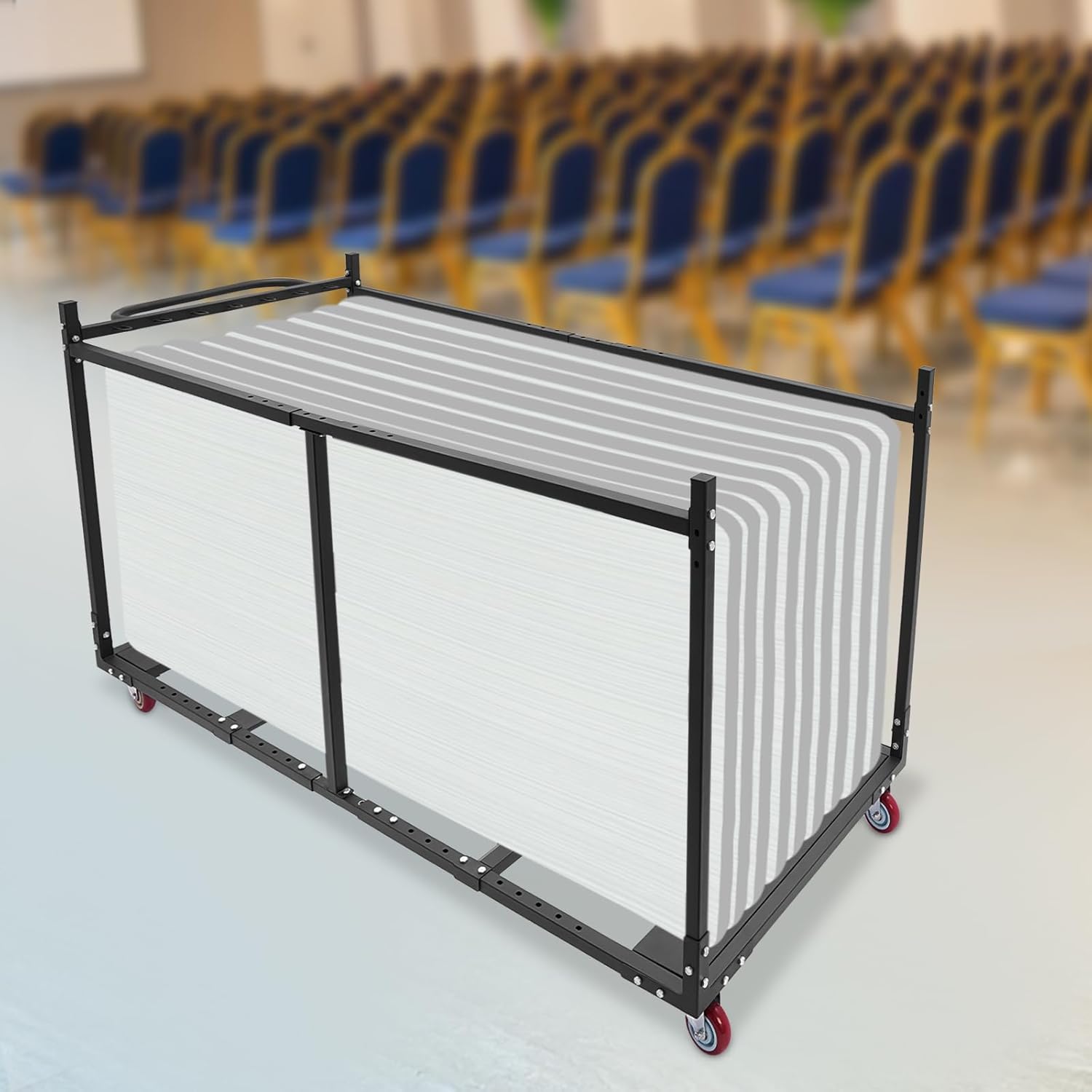 DENEST Folding Table Cart, Hand Truck/Dolly/Platform Cart with Braking Caster for Store and Move Folding Round Table Heavy Duty Panel Dolly for 10 Table Capacity