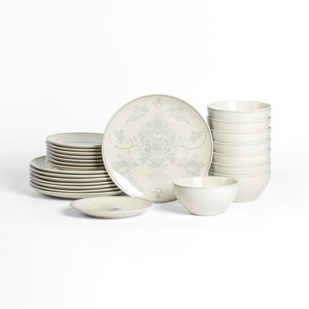 Stone Lain Opal 24-Piece Dinnerware Set Stoneware, Service for 8, Grey