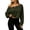 Army Green, variant on Women's Off Shoulder Crop Top Grommet Detail Long Sleeve Casual Pullover Sweatshirt