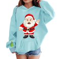 thumbnail image 2 of UACY Kids Girls Christmas Santa Claus Graphic Hoodie Fleece Lined Long Sleeve Hooded Funny Preppy Sweatshirt Fall Winter Pullover Tops (Mint Green, 4-5 Years), 2 of 5