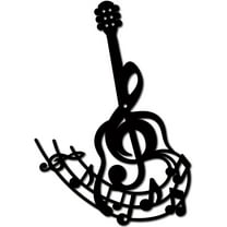 Musical Metal Wall Decor Metal Wall Art Guitar Wall Hanging Ornament Black Wall Sculpture Hollow Indoor Metal Wall Display Gift for Family Friend Housewarming Party Birthday 8.3x11.8 Inch Black