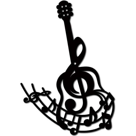 Musical Metal Wall Decor Metal Wall Art Guitar Wall Hanging Ornament Black Wall Sculpture Hollow Indoor Metal Wall Display Gift for Family Friend Housewarming Party Birthday 8.3x11.8 Inch Black