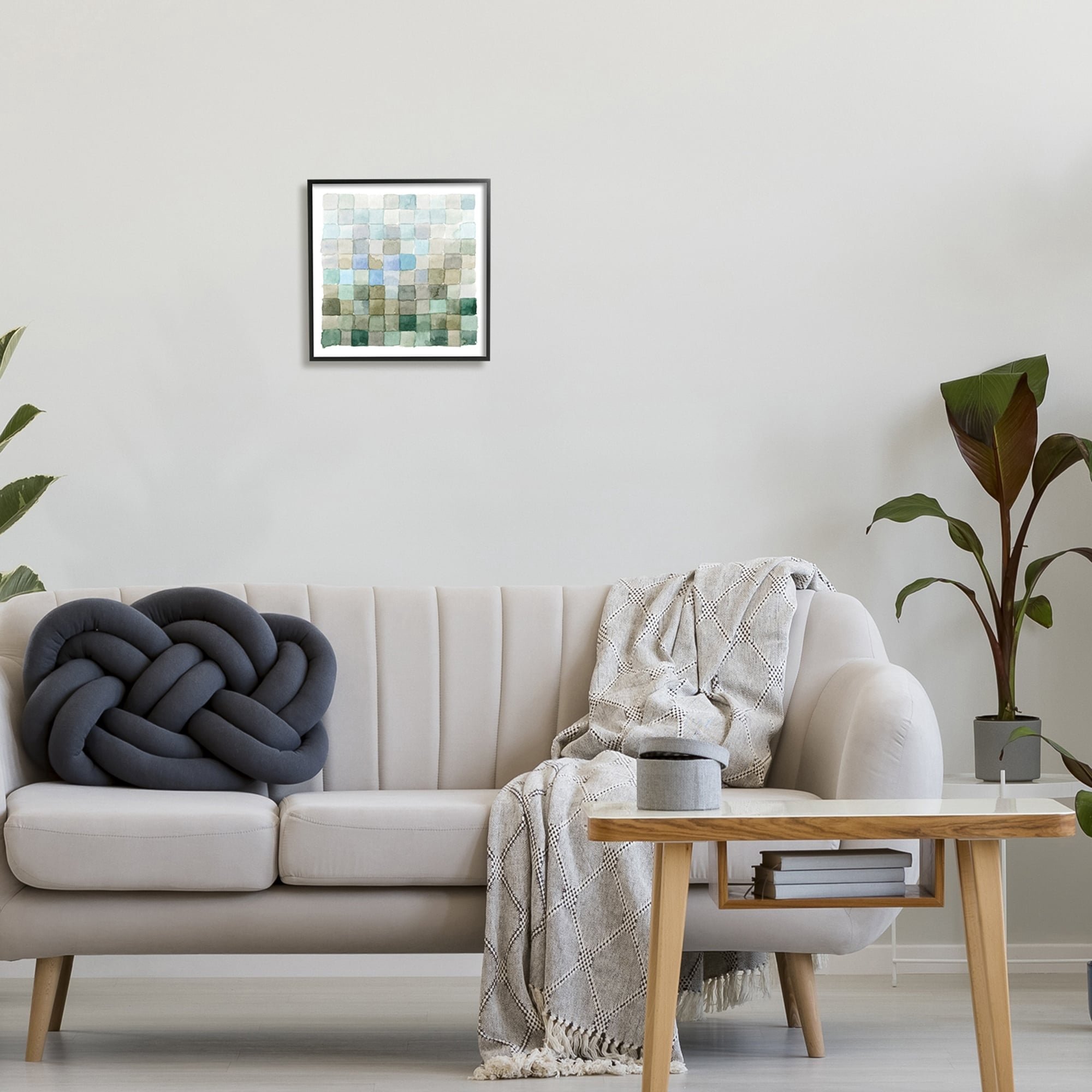 Earth Tones Watercolor Detail Square Shape Pattern Abstract Painting Framed Art Print Wall Art