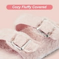 thumbnail image 2 of HARVEST LAND Womens Fuzzy Footbed Sandals Comfort Faux Open Toe Cork Slides Winter House Sandals, 2 of 6