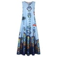 thumbnail image 3 of Robe Maxi d'Été Sans Manches à Rayures Imprimées à Col en V Vintage Décontractée pour Femme, 3 of 5