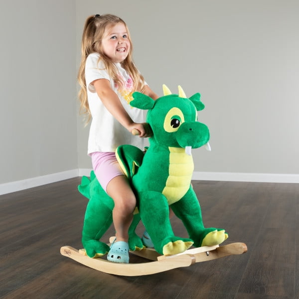 Happy Trails Rocking Horse - Plush Dinosaur Animal Rocker for Ages 3 and Up