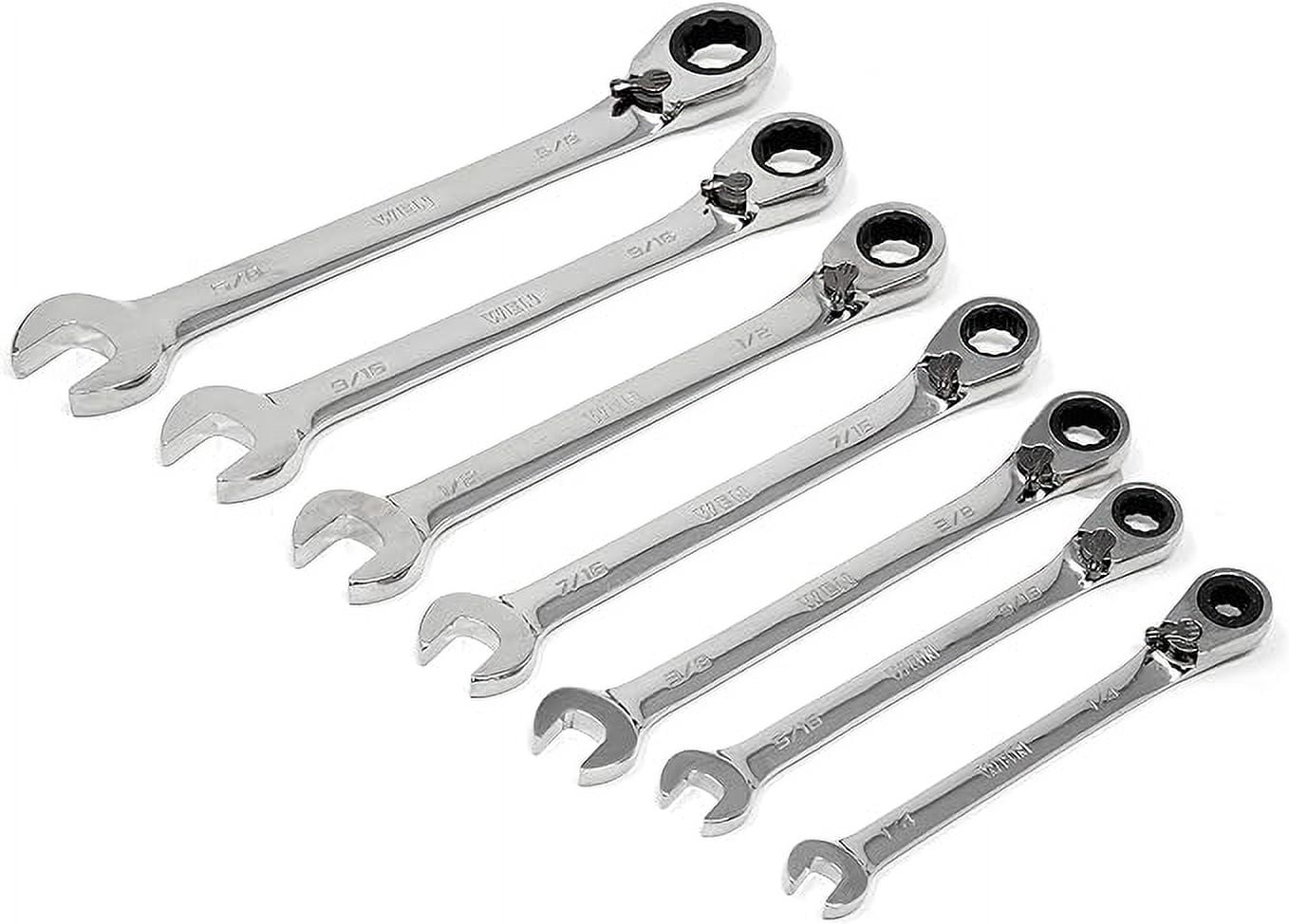 WEN 13-Piece Professional-Grade Reversible Ratcheting SAE Combination Wrench Set with Storage Rack