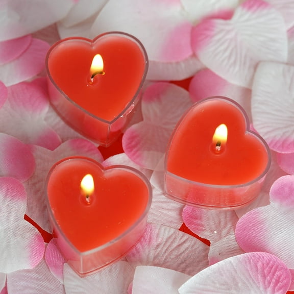 BalsaCircle 12 Red Unscented Heart Votive Tealight Candles Birthday Party