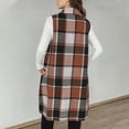 thumbnail image 4 of Womens Plaid Long Vest Jacket Sleeveless Open Front Lapel Oversized Coat Fashion Lightweight Loose Fall Winter Outerwear, 4 of 4