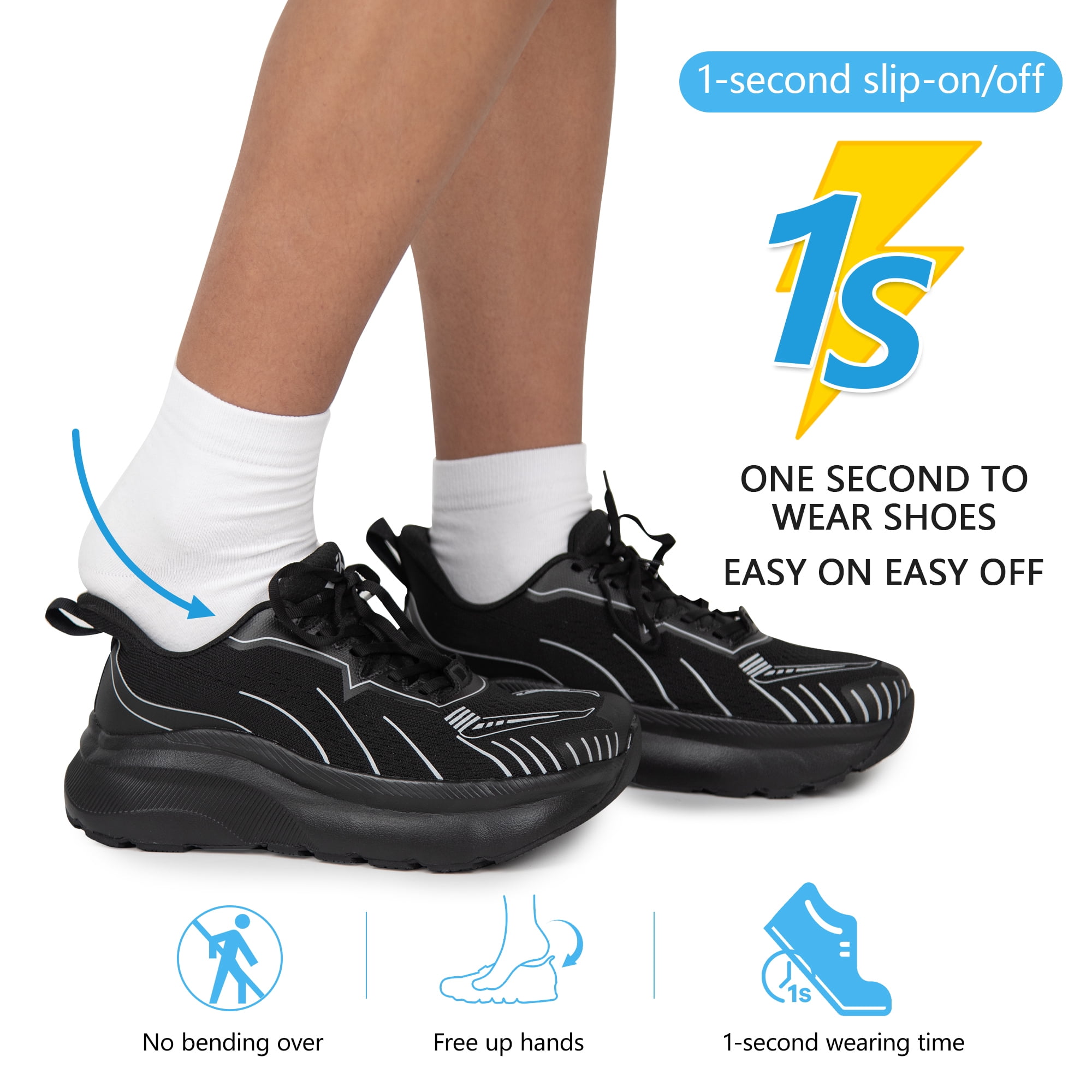 SUYSTEX Slip in Men Hands Free Wide Toe Box Shoes Slip on Arch Support Wide Sneakers for Running Walking Tennis Athletic Plantar Fasciitis Orthopedic Shoe Zero Drop Cushion Thick Sole Width Shoes