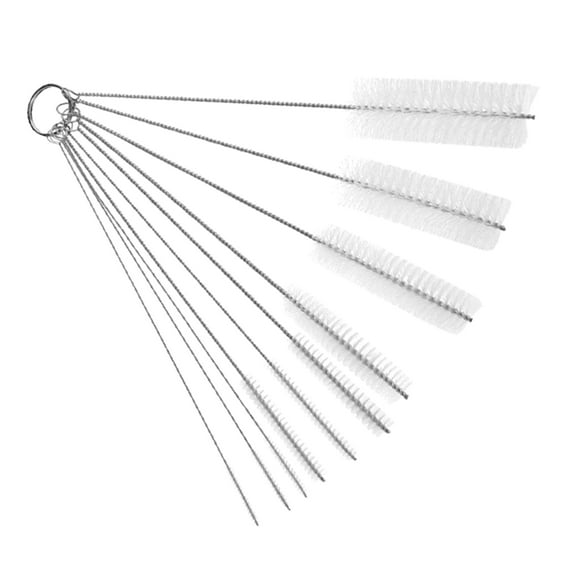 CRILSTYLEO 10Pcs Cleaning Brush for Straws Stainless Steel Nylon White for Funnel Necks and Cylinders