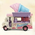thumbnail image 4 of Magnetic Induction Pink Ice Cream Truck Pull Back Die Cast Toy Lights Music Pretend Food, Alloy Food Truck with Opening Doors for Toddlers Ages 3+, 4 of 7