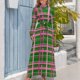 thumbnail image 3 of Vestido largo a cuadros rosa, verde y blanco, vestido elegante y chic para mujer, vestido de verano para mujer 2024, 3 of 4