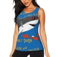 thumbnail image 1 of Balery Shark With Sunglasses and Lobste Camiseta sin mangas estampada ligera para mujer, tops de entrenamiento sin mangas, camisetas de yoga transpirables de secado rápido.-Small, 1 of 7