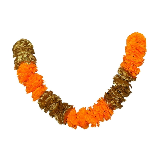 Guirnalda de caléndula, adorno colgante, decoración de Halloween, regalos de fiesta livianos, flores de caléndula artificiales para puerta de Diwali Naranja dorada