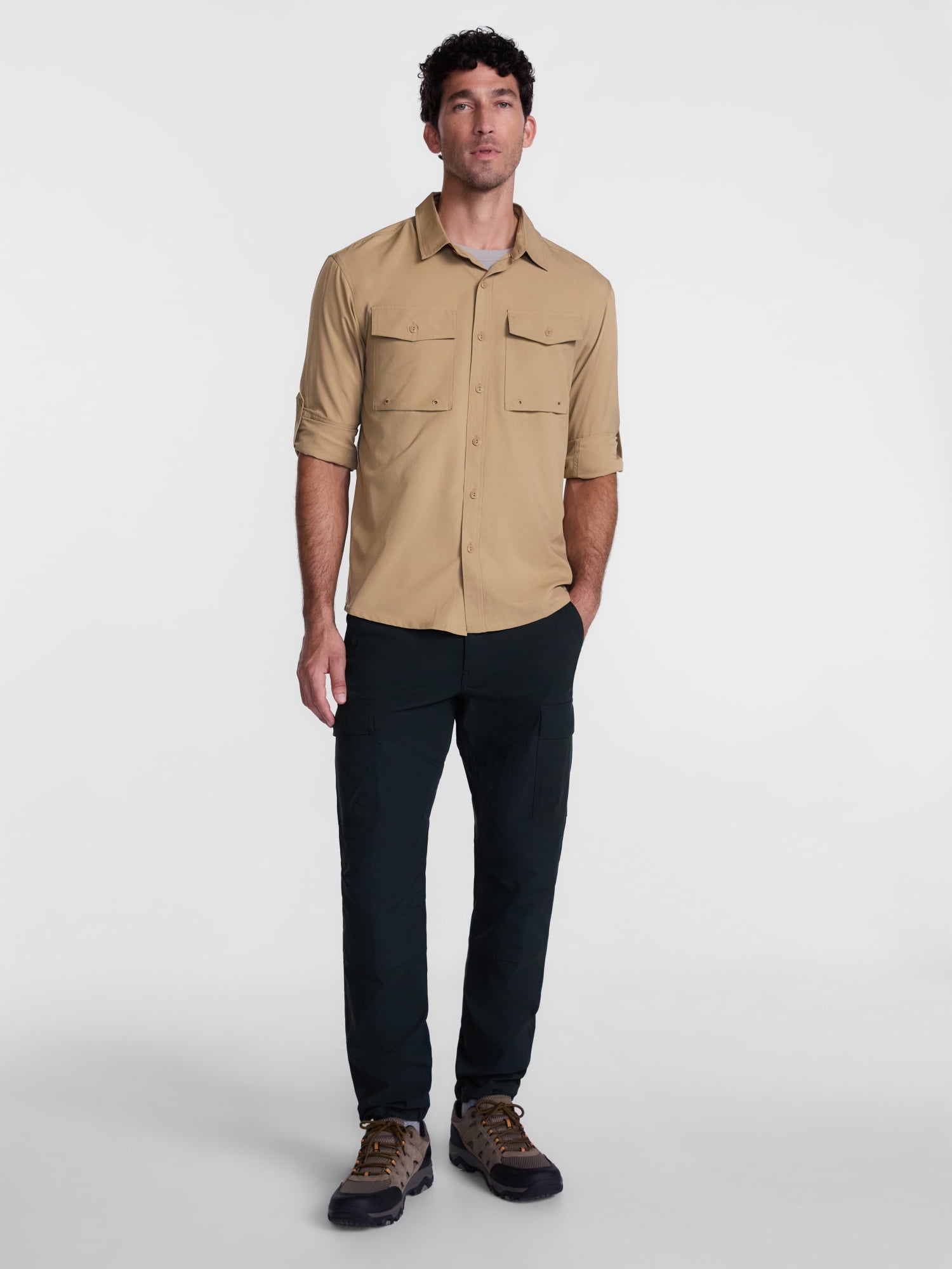 Ozark Trail Men's Fishing Shirt with Long Sleeves, Sizes S-4XLT