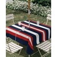 thumbnail image 3 of Square Outdoor Tablecloth with Umbrella Hole Red Navy Blue Striped Outside Table Cloth Waterproof Patio Table Cover Contemporary Minimalist Aesthetic Zipper Tablecloths for Picnic Camping 54x54 Inch, 3 of 8