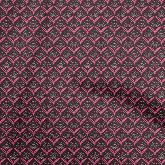 oneOone Cotton Poplin Twill Fuschia Pink Fabric Geometrical Floral Fabric For Sewing Printed Craft Fabric By The Yard 56 Inch Wide