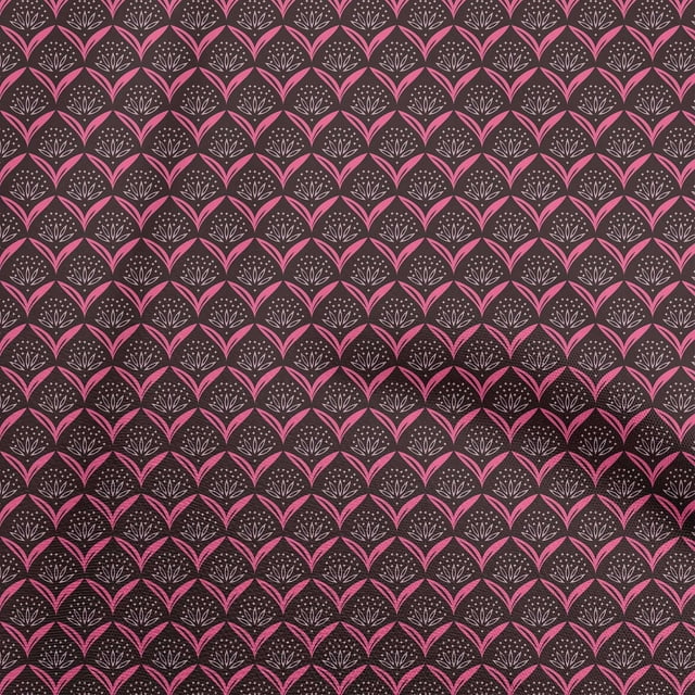 oneOone Velvet Fuschia Pink Fabric Geometrical Floral Sewing Material Print Fabric By The Yard 58 Inch Wide